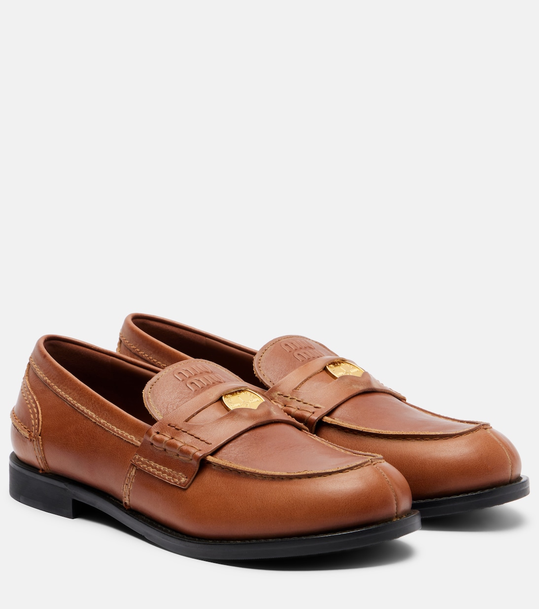 Leather penny loafers | Miu Miu