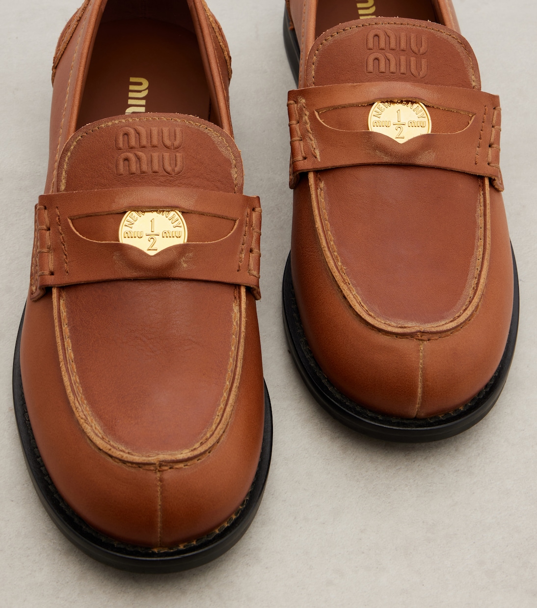 Leather penny loafers | Miu Miu