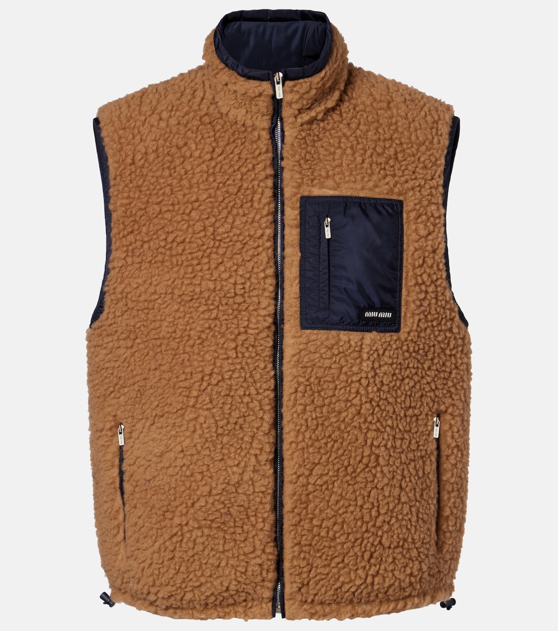 Wool-blend teddy down vest | Miu Miu