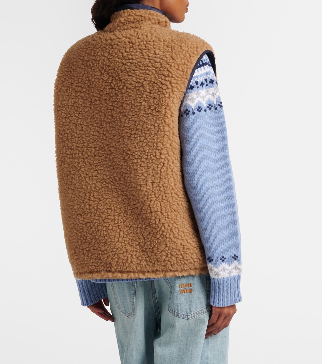 Wool-blend teddy down vest | Miu Miu