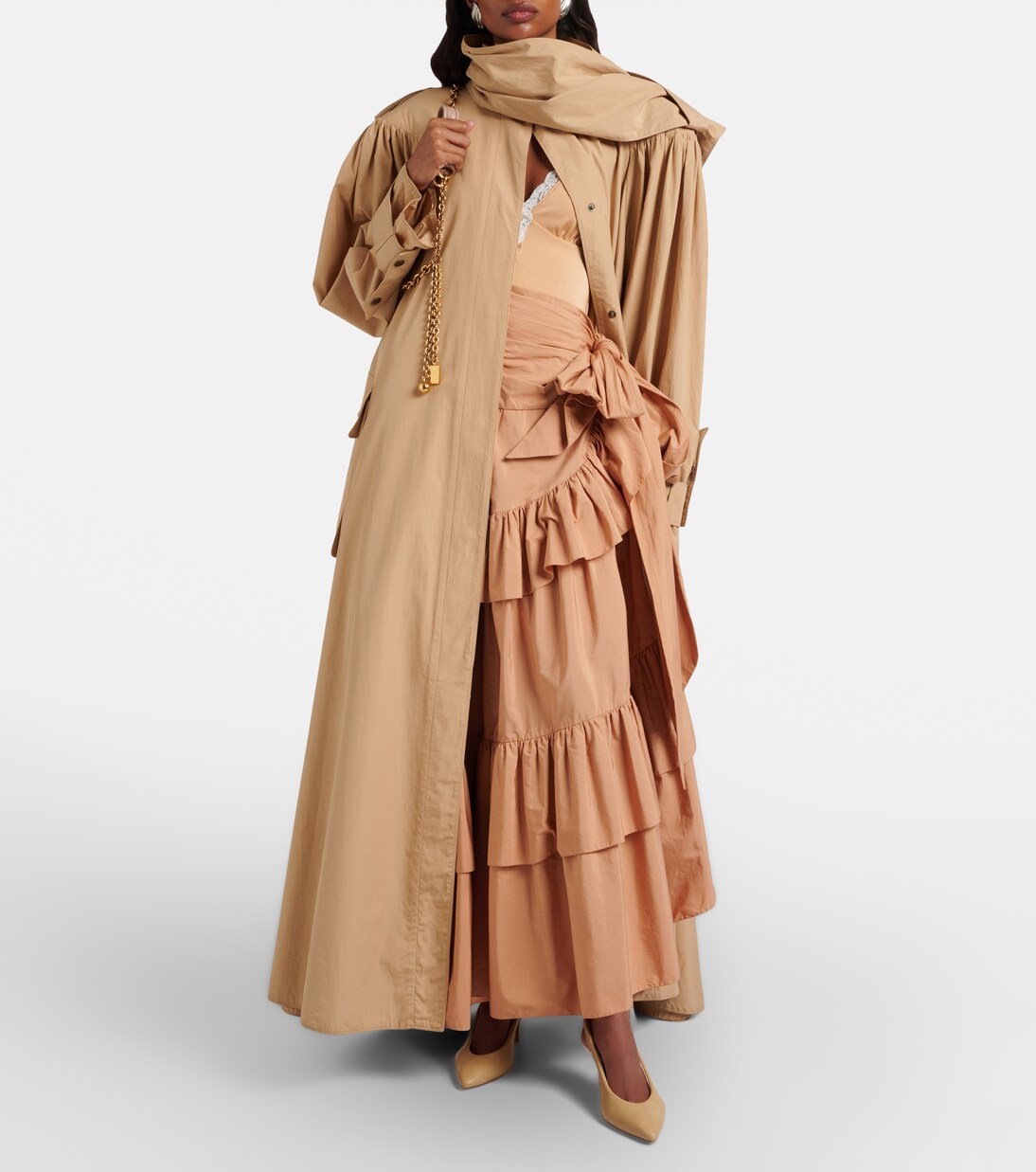 Asymmetric ruffled cotton maxi skirt | Chloé