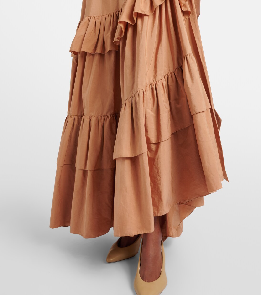 Asymmetric ruffled cotton maxi skirt | Chloé