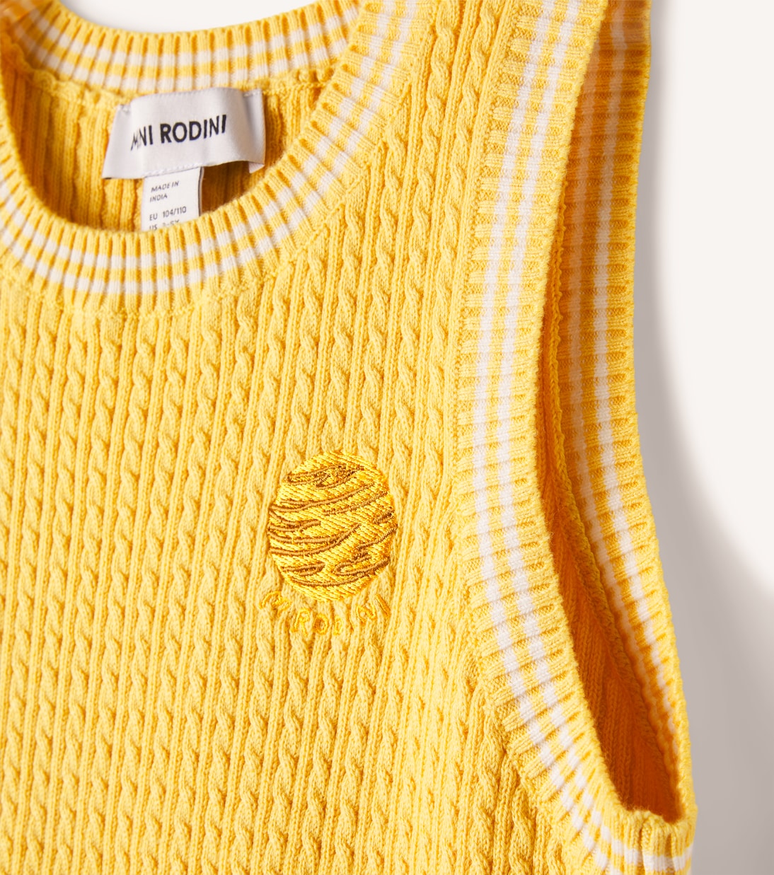 绞花针织棉质毛衣背心 | Mini Rodini