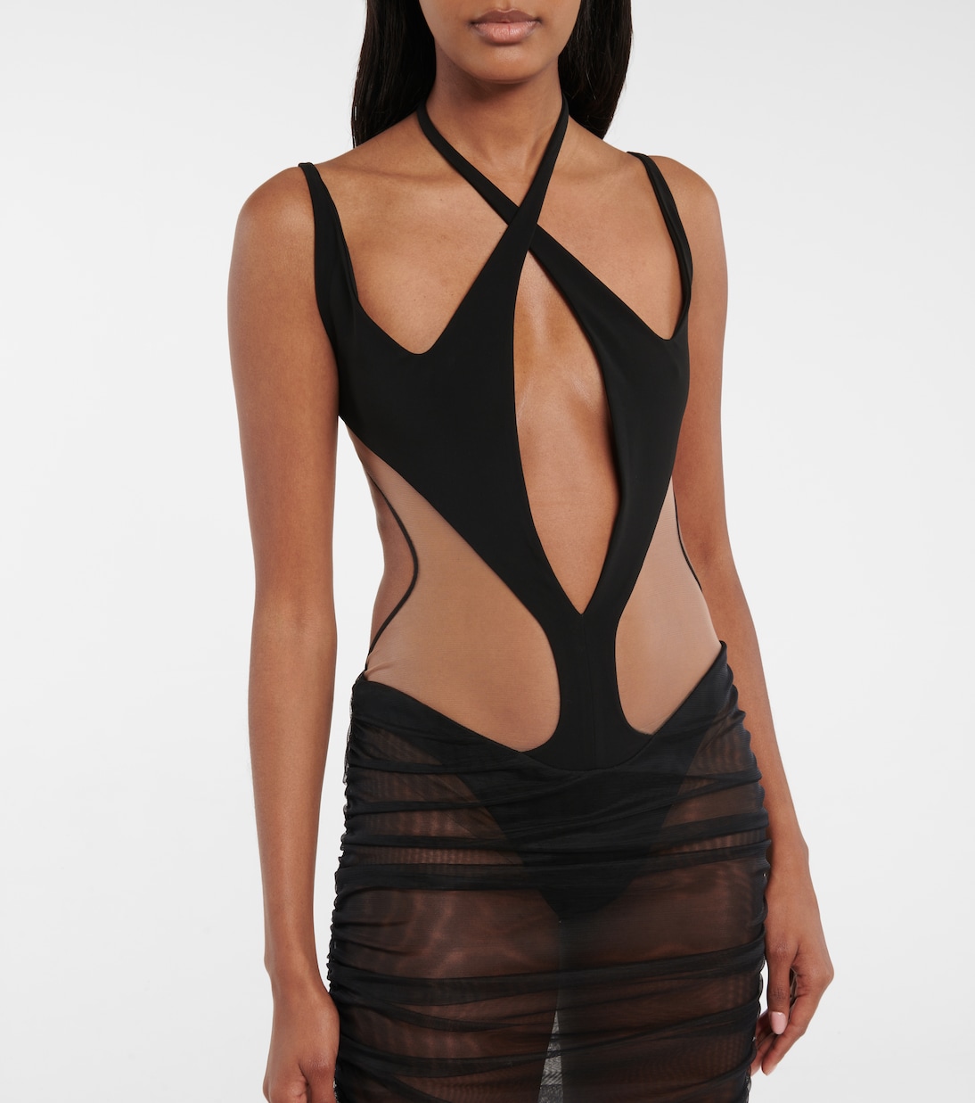Cutout stretch-jersey midi dress | Mugler