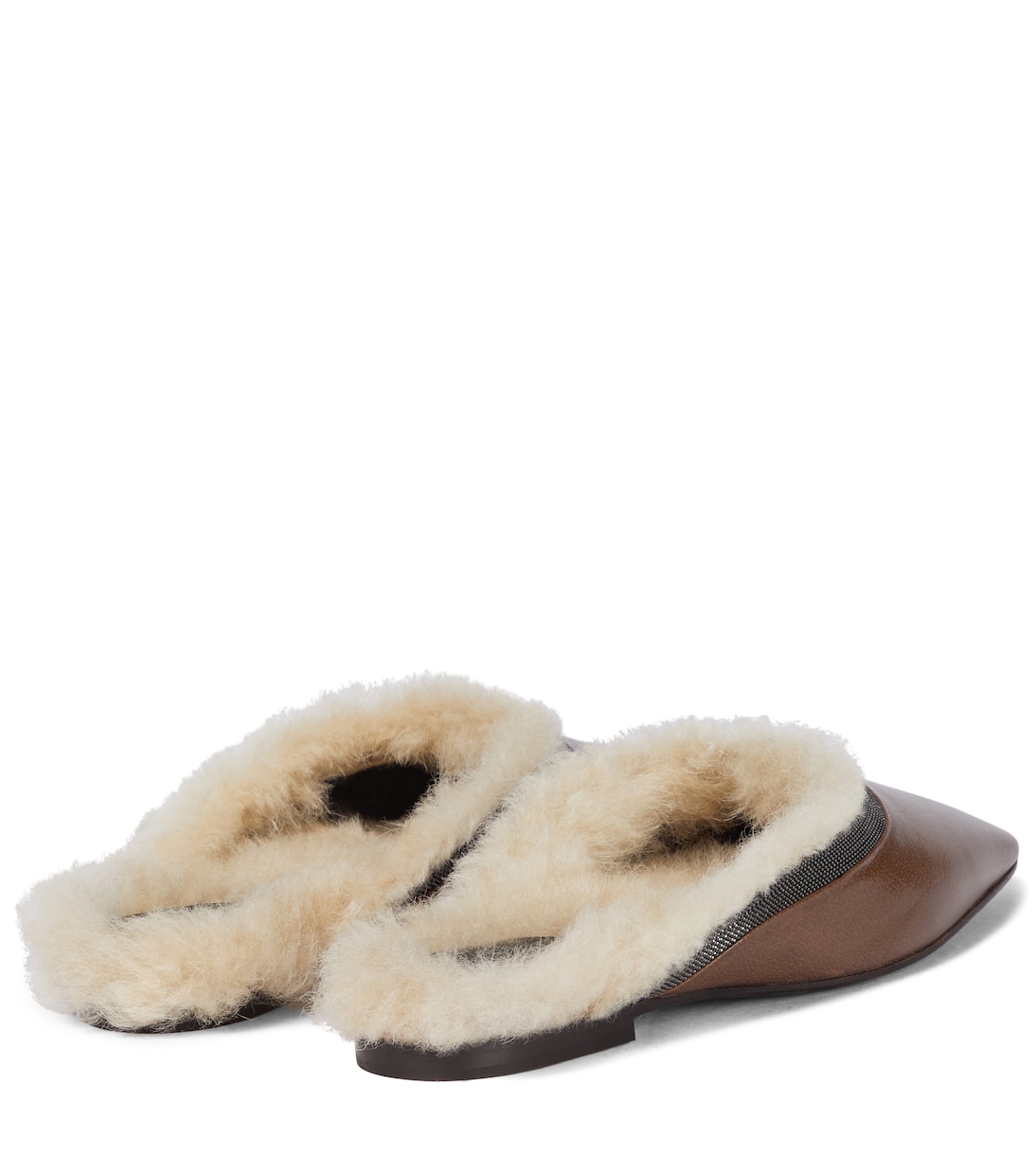 Slippers in pelle e shearling | Brunello Cucinelli