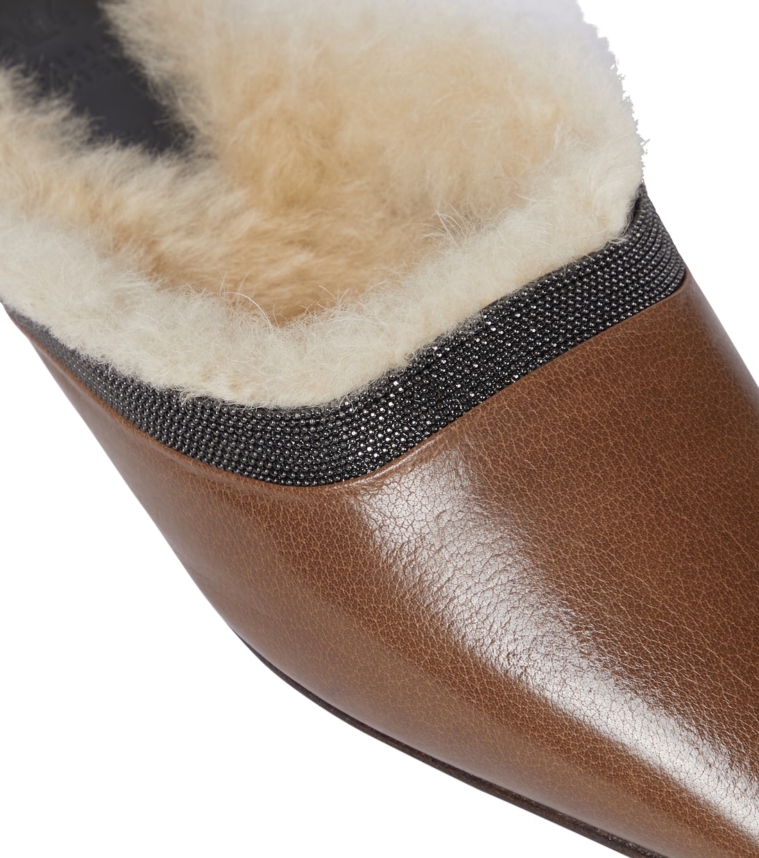 Slippers in pelle e shearling | Brunello Cucinelli