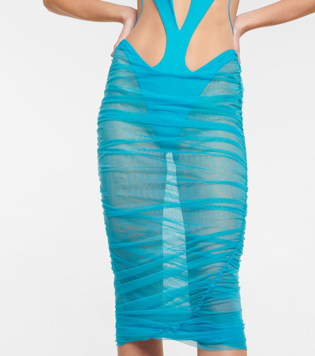Midikleid aus Jersey und Mesh | Mugler