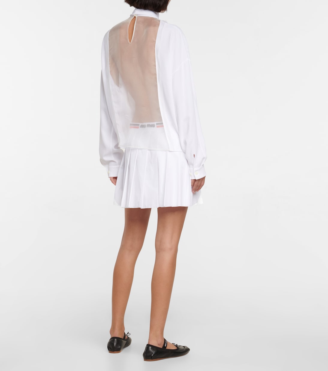 Blusa in sablé con lavallière | Miu Miu