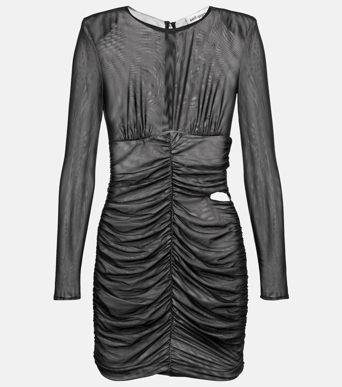 Sheer mesh ruched minidress | Self-Portrait