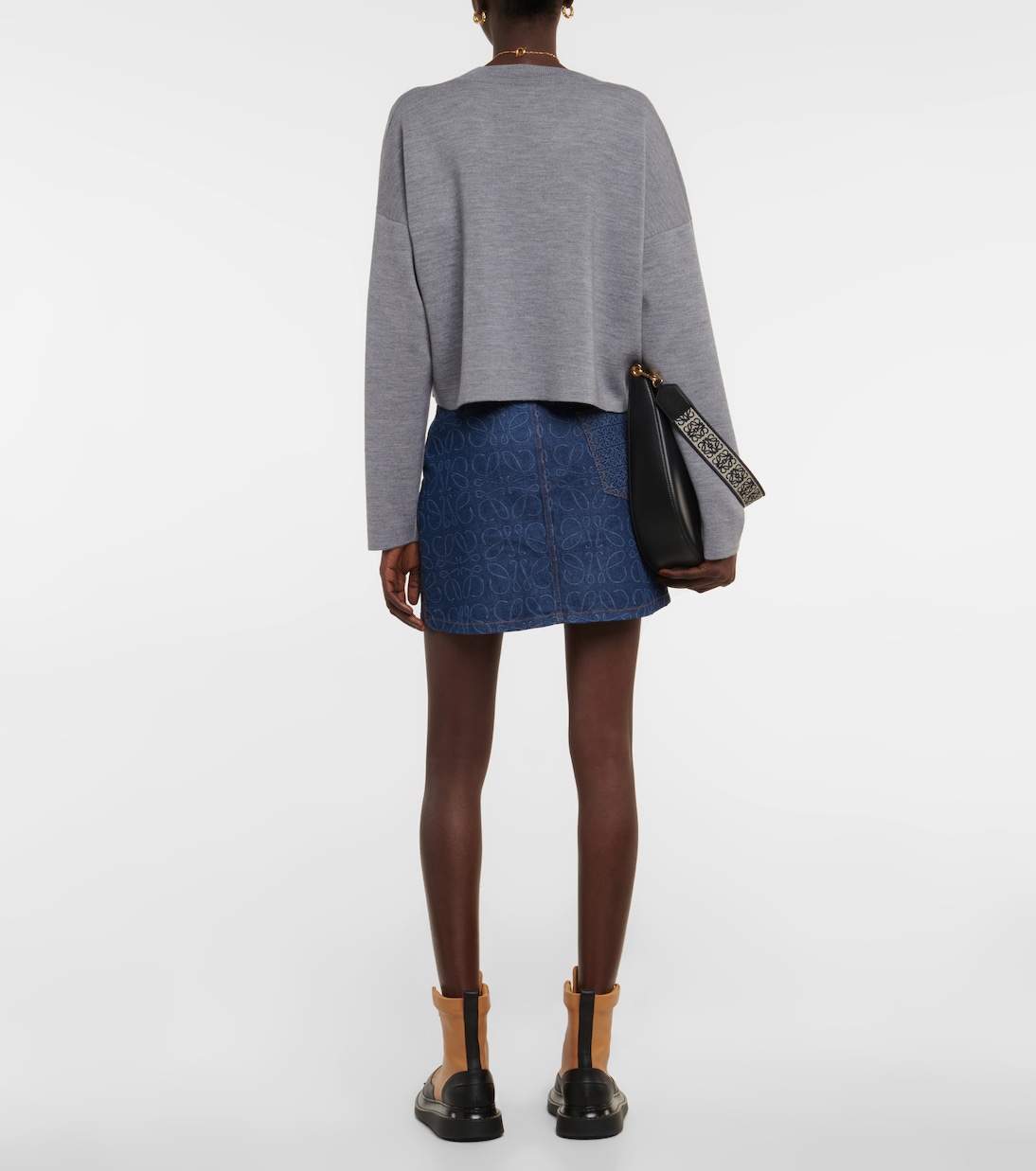 Anagram cropped wool-blend sweater | Loewe