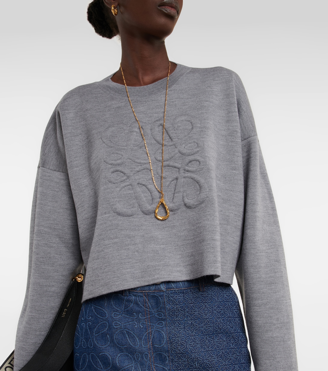 Anagram cropped wool-blend sweater | Loewe
