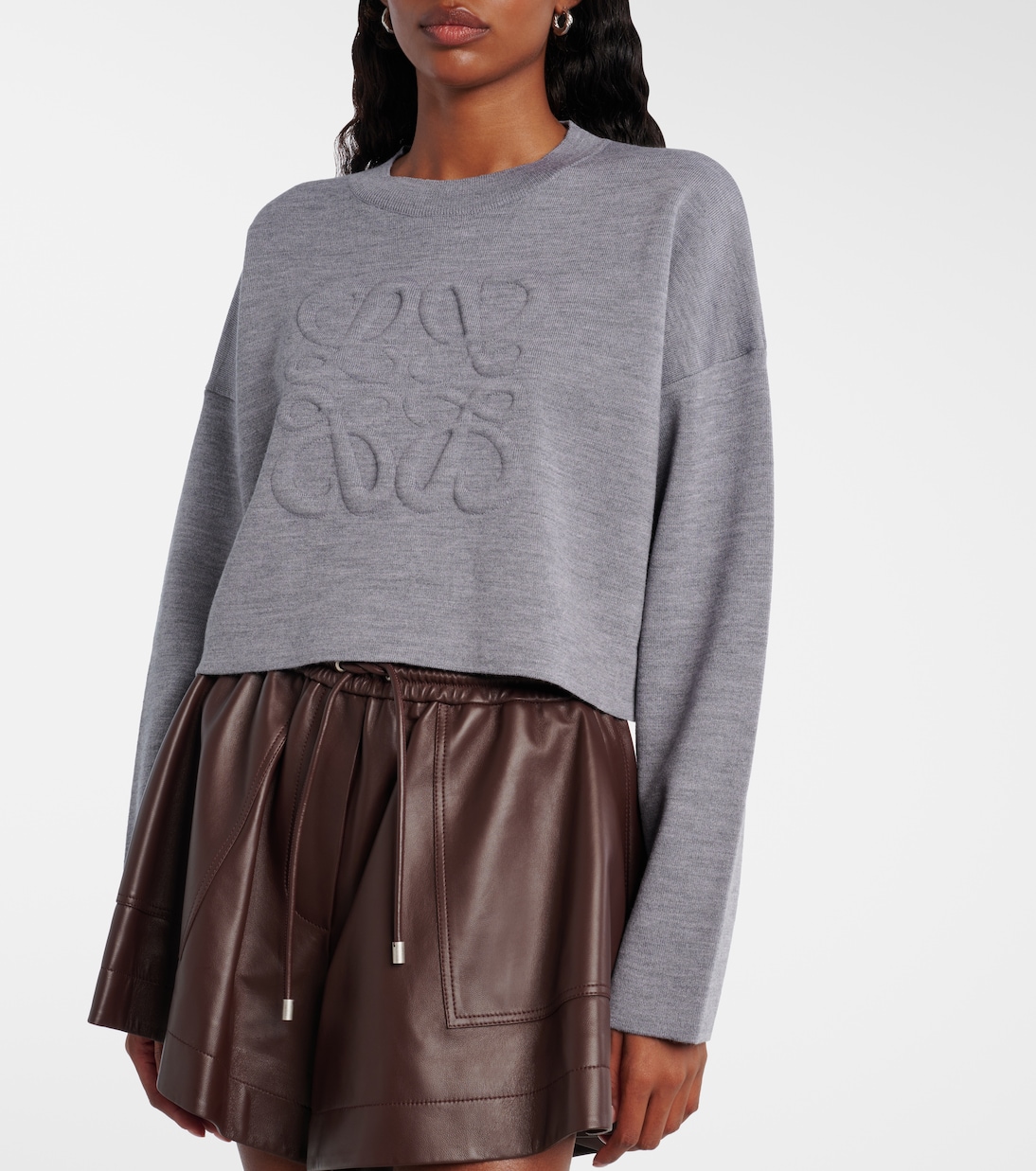 Pull raccourci Anagram en laine mélangée | Loewe