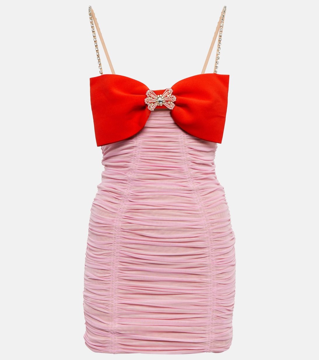 Bow-embellished ruched minidress | Self-Portrait