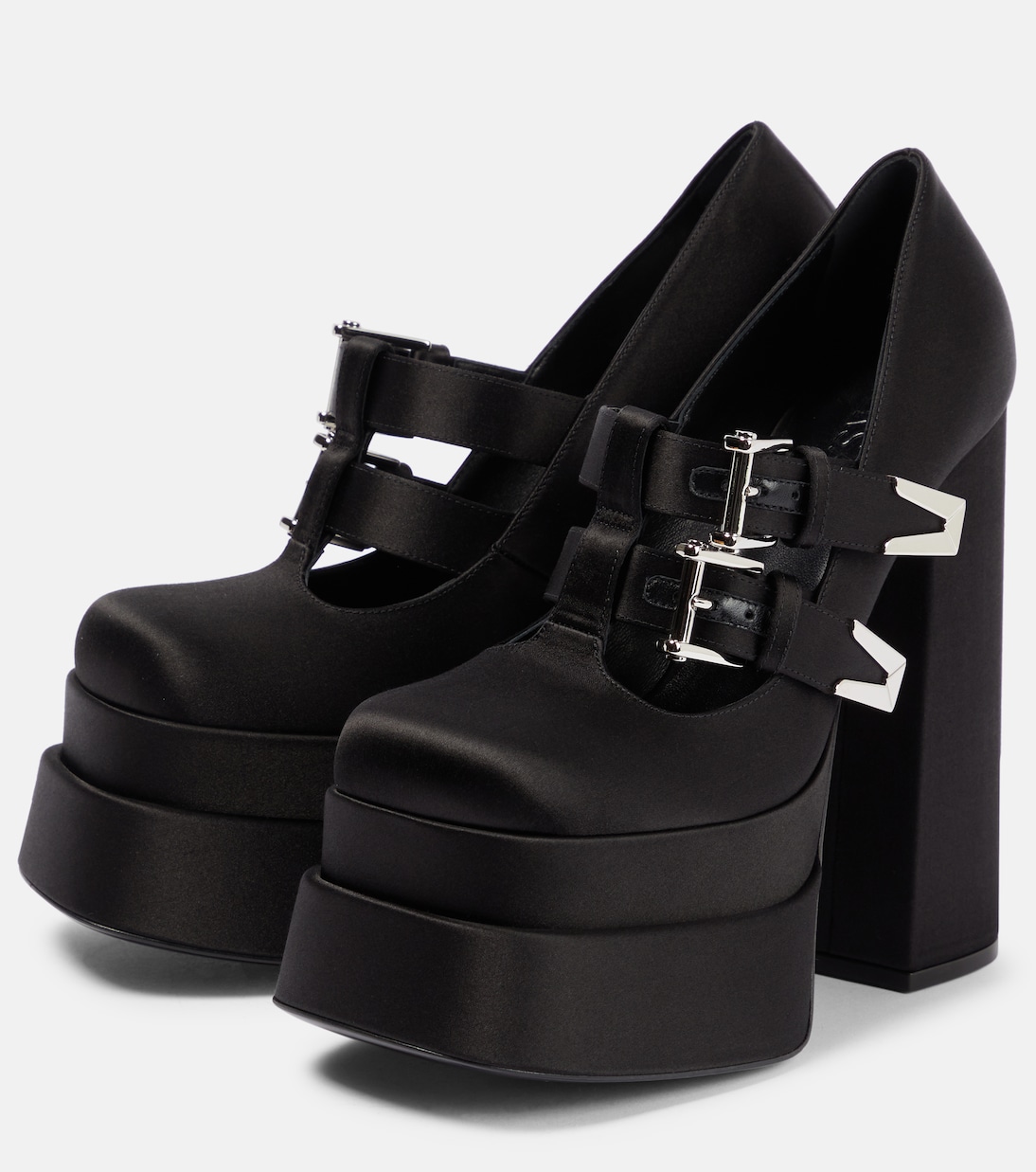 Medusa Aevitas satin platform pumps | Versace