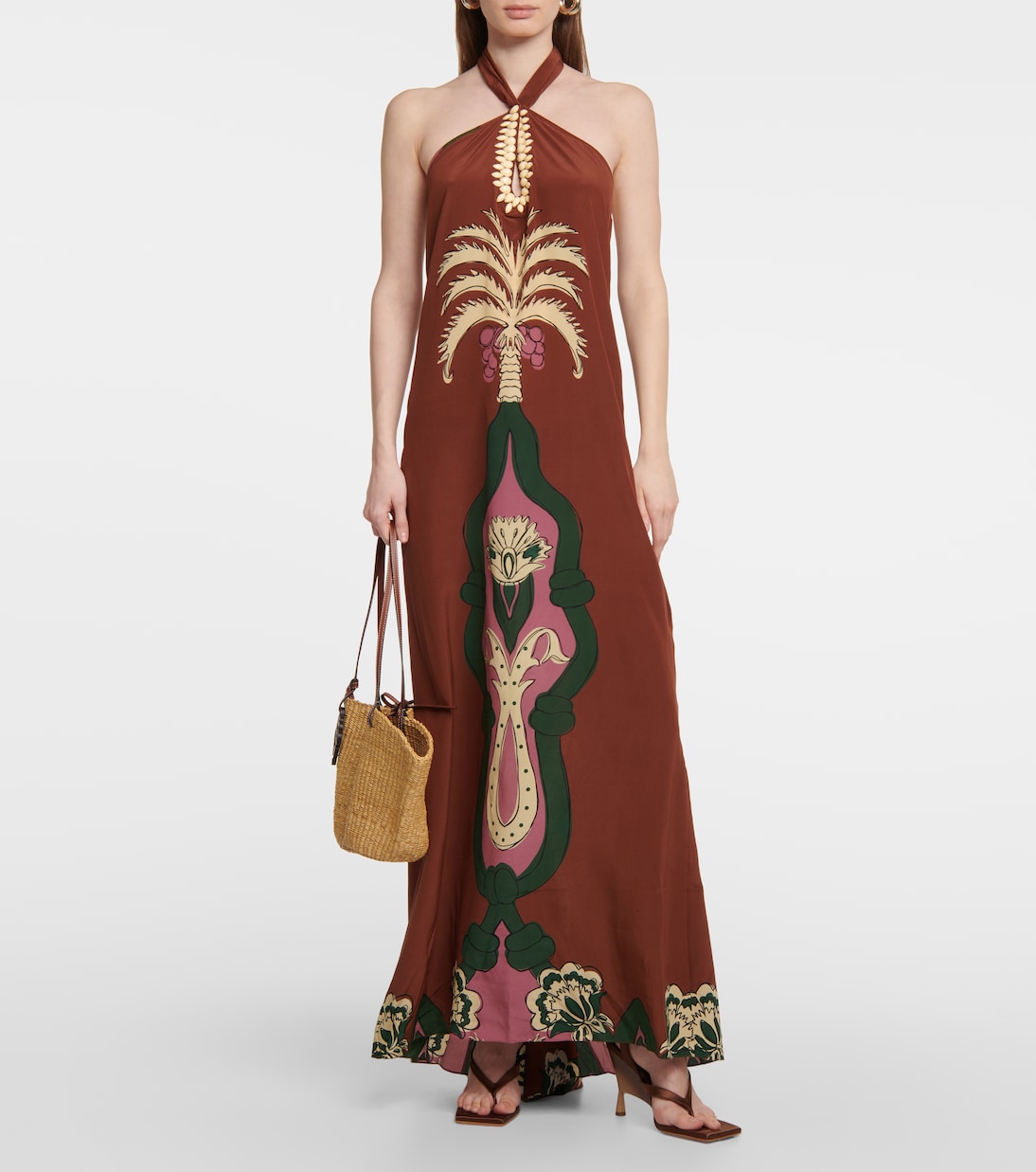 Embroidered crêpe de chine maxi dress | Johanna Ortiz