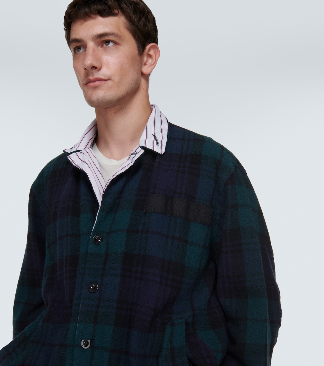 Pinstriped reversible wool jacket  | Sacai