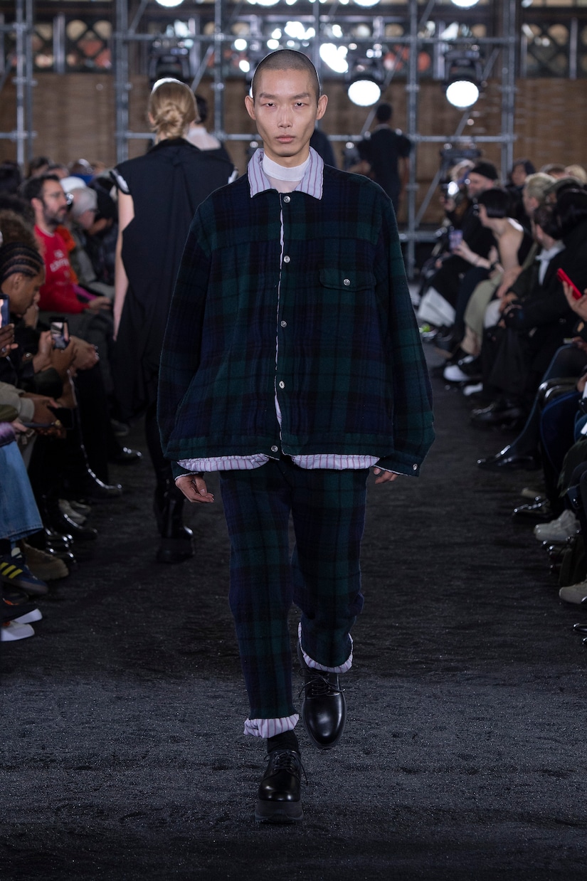 Pinstriped reversible wool jacket  | Sacai
