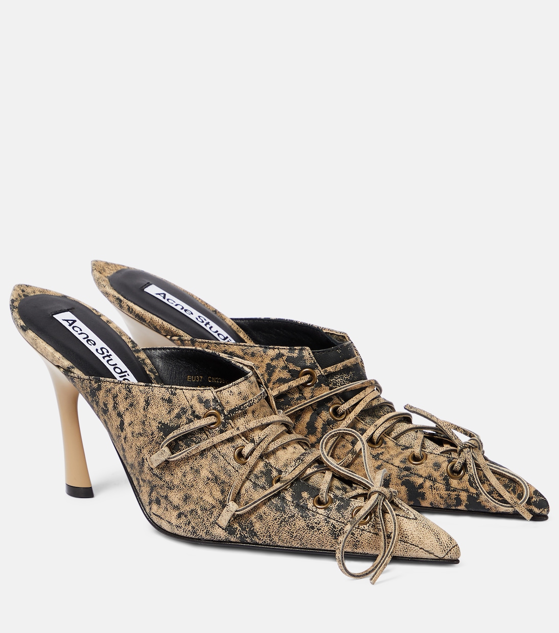 Trompe-l'œil lace-up leather mules | Acne Studios