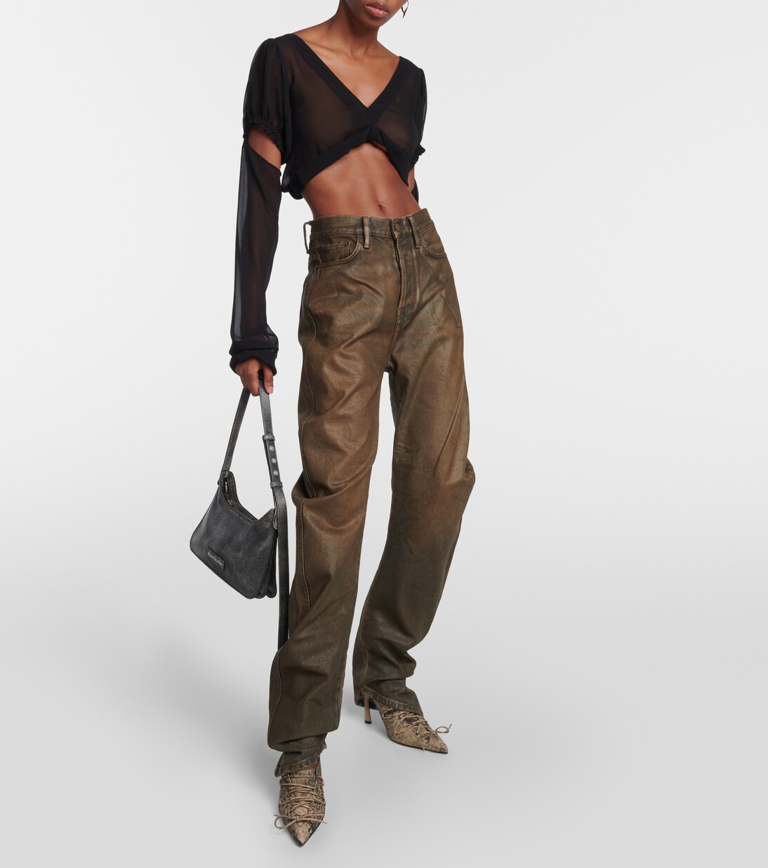 Trompe-l'œil lace-up leather mules | Acne Studios
