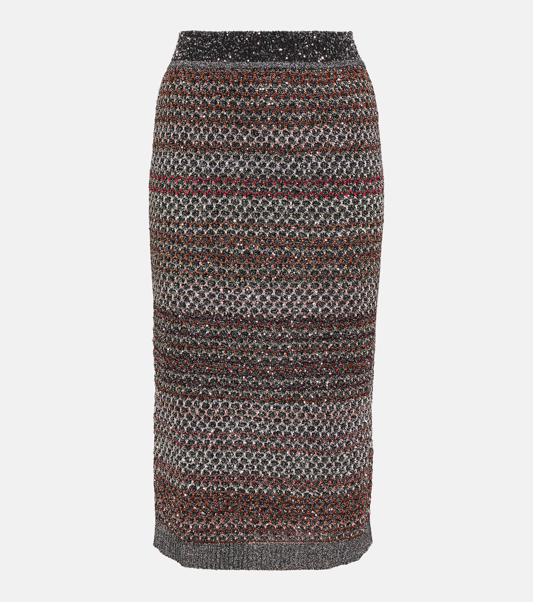 Striped sequined knitted pencil skirt | Missoni