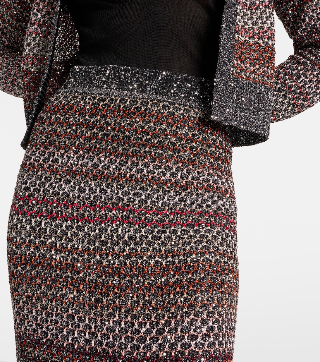 Striped sequined knitted pencil skirt | Missoni