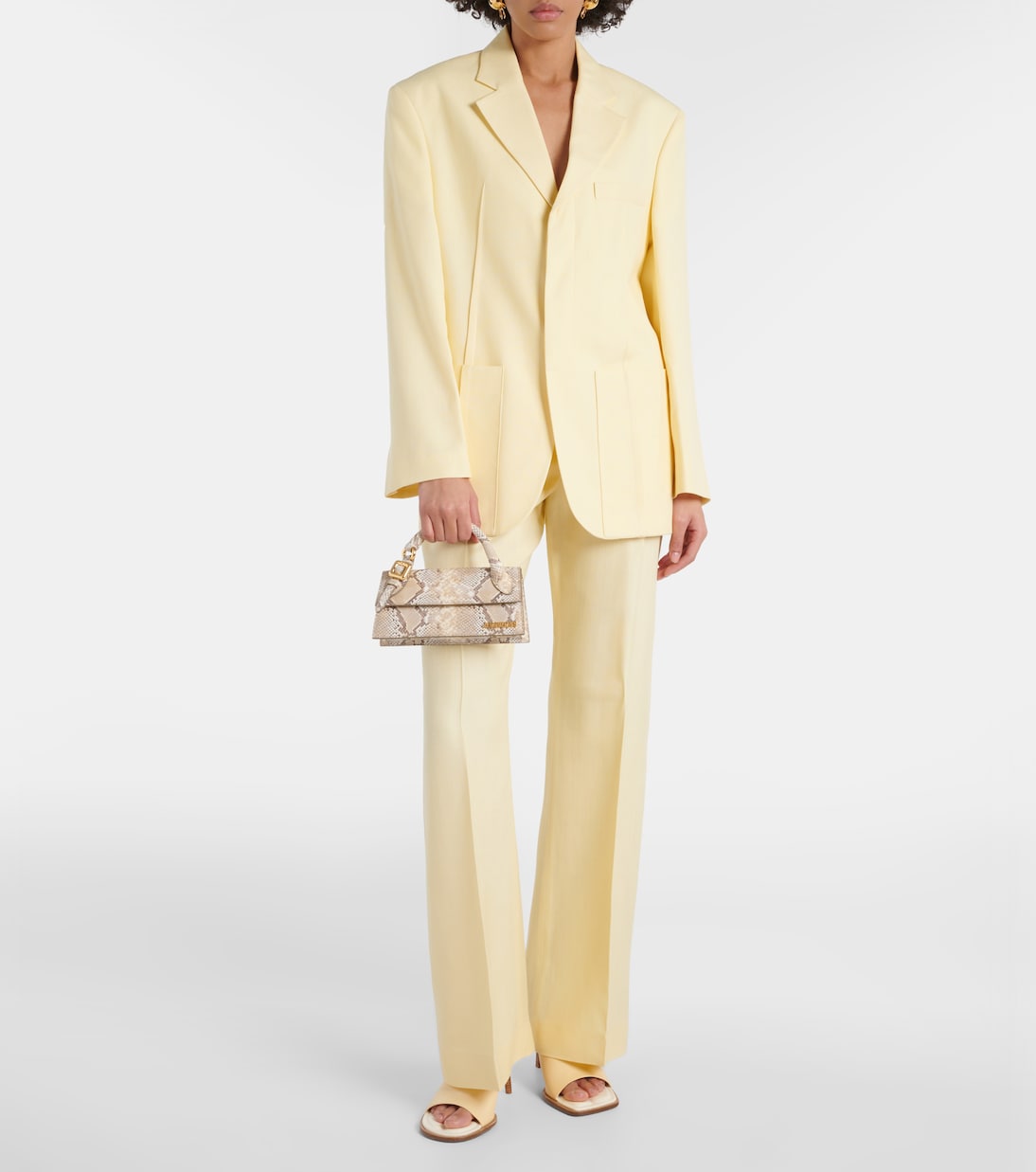 Le Chiquito Long snake-effect leather shoulder bag | Jacquemus
