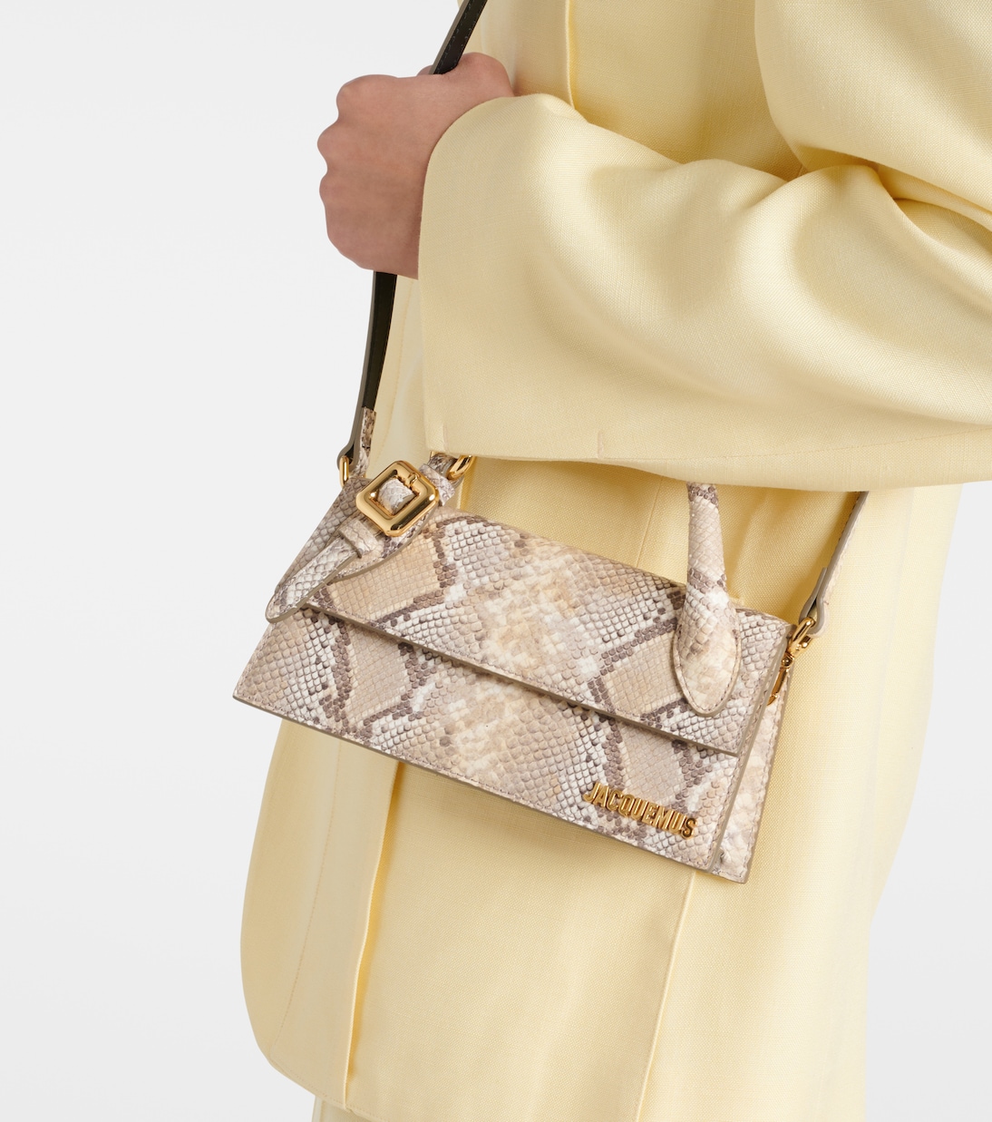 Le Chiquito Long snake-effect leather shoulder bag | Jacquemus