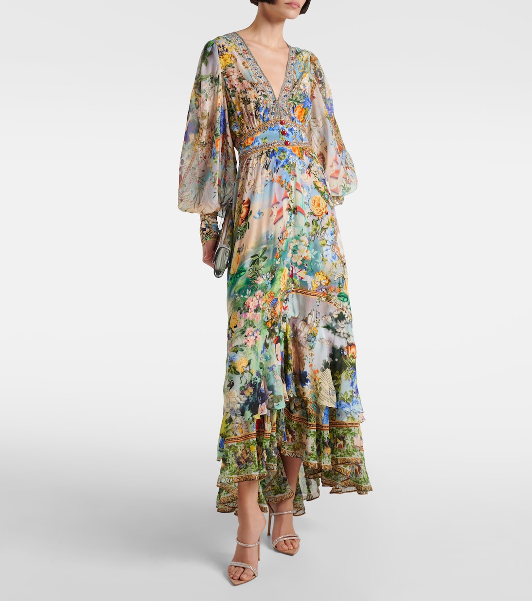 Robe longue en soie imprimée | Camilla