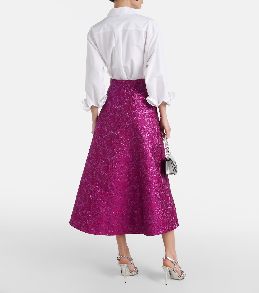 Falda midi con brocado floral | Valentino
