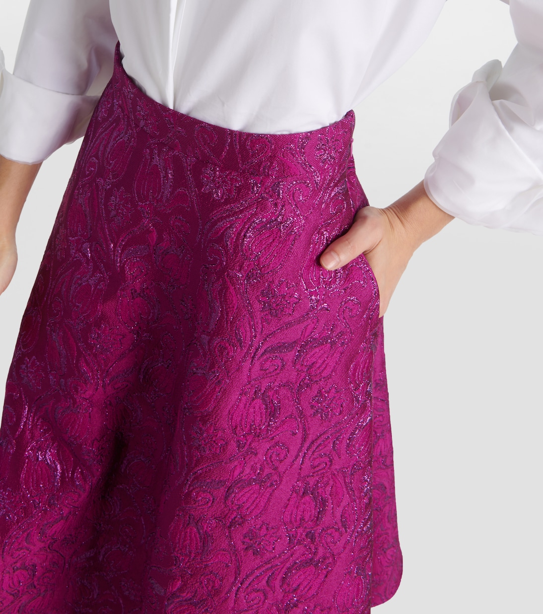 Falda midi con brocado floral | Valentino