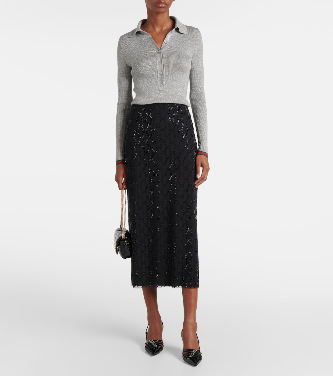 Polopullover Web Stripe aus einem Kaschmirgemisch | Gucci