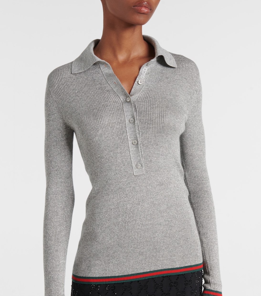Polopullover Web Stripe aus einem Kaschmirgemisch | Gucci