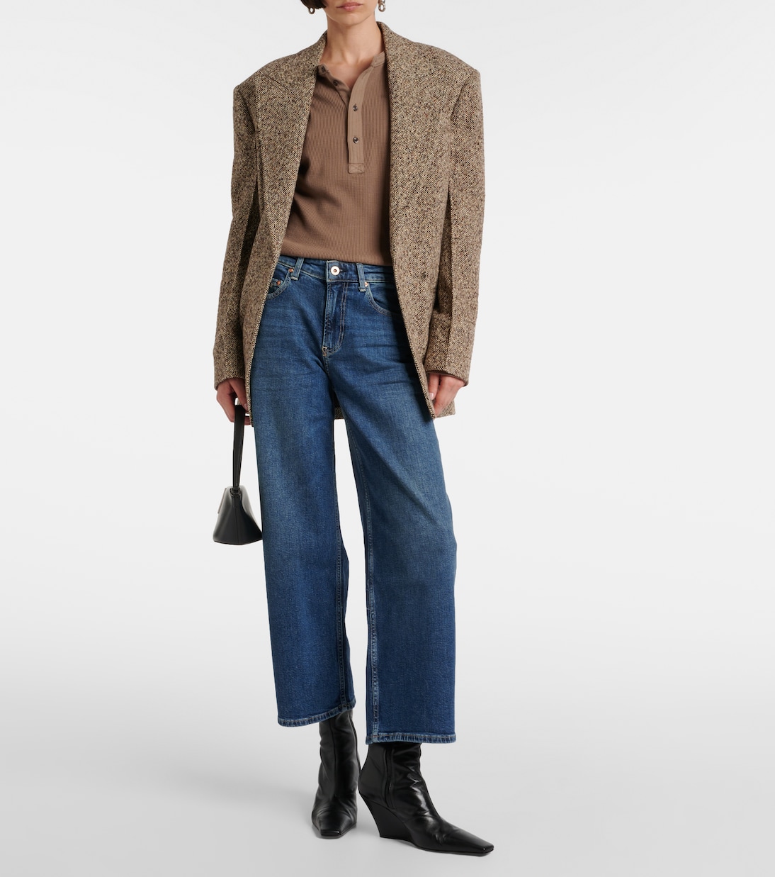 جينز بأرجل واسعة وخصر مرتفع | AG Jeans