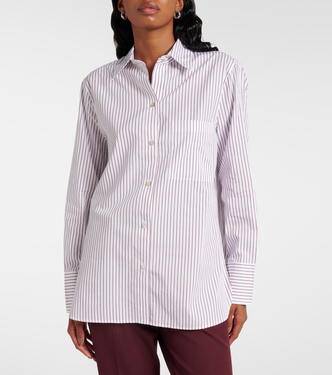 Camisa de popelín de algodón a rayas | Vince