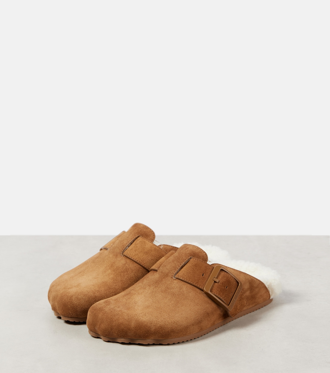 Mules Sunday in suede e shearling | Balenciaga
