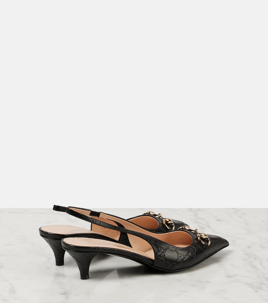 Slingback-Pumps Horsebit GG aus Leder | Gucci