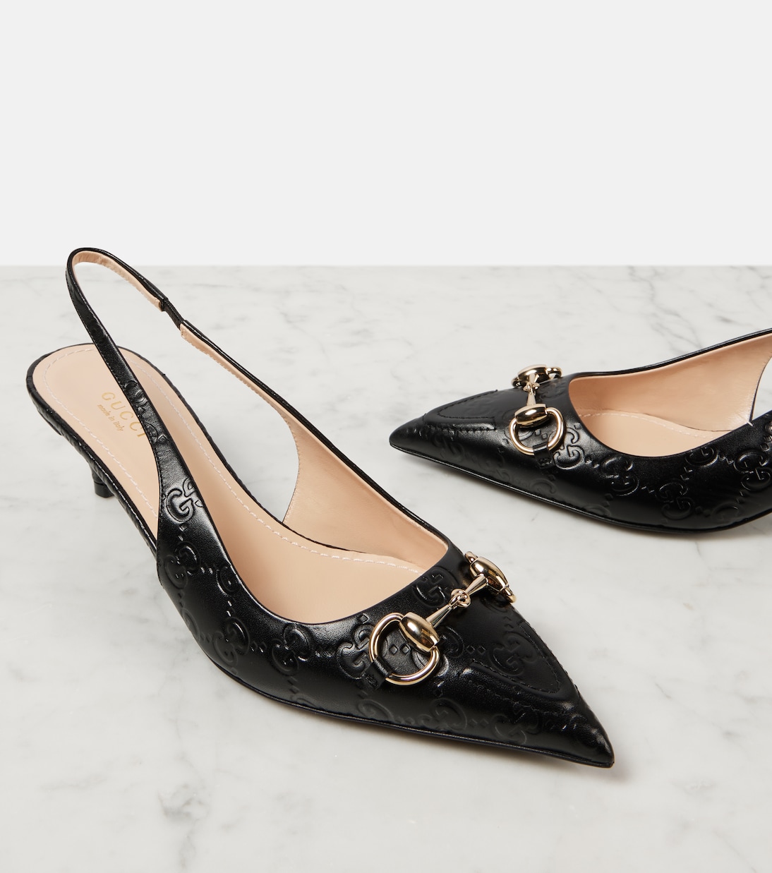 Slingback-Pumps Horsebit GG aus Leder | Gucci