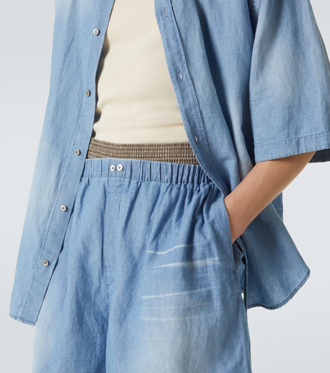 Bermuda in cotone e lino con logo | Acne Studios