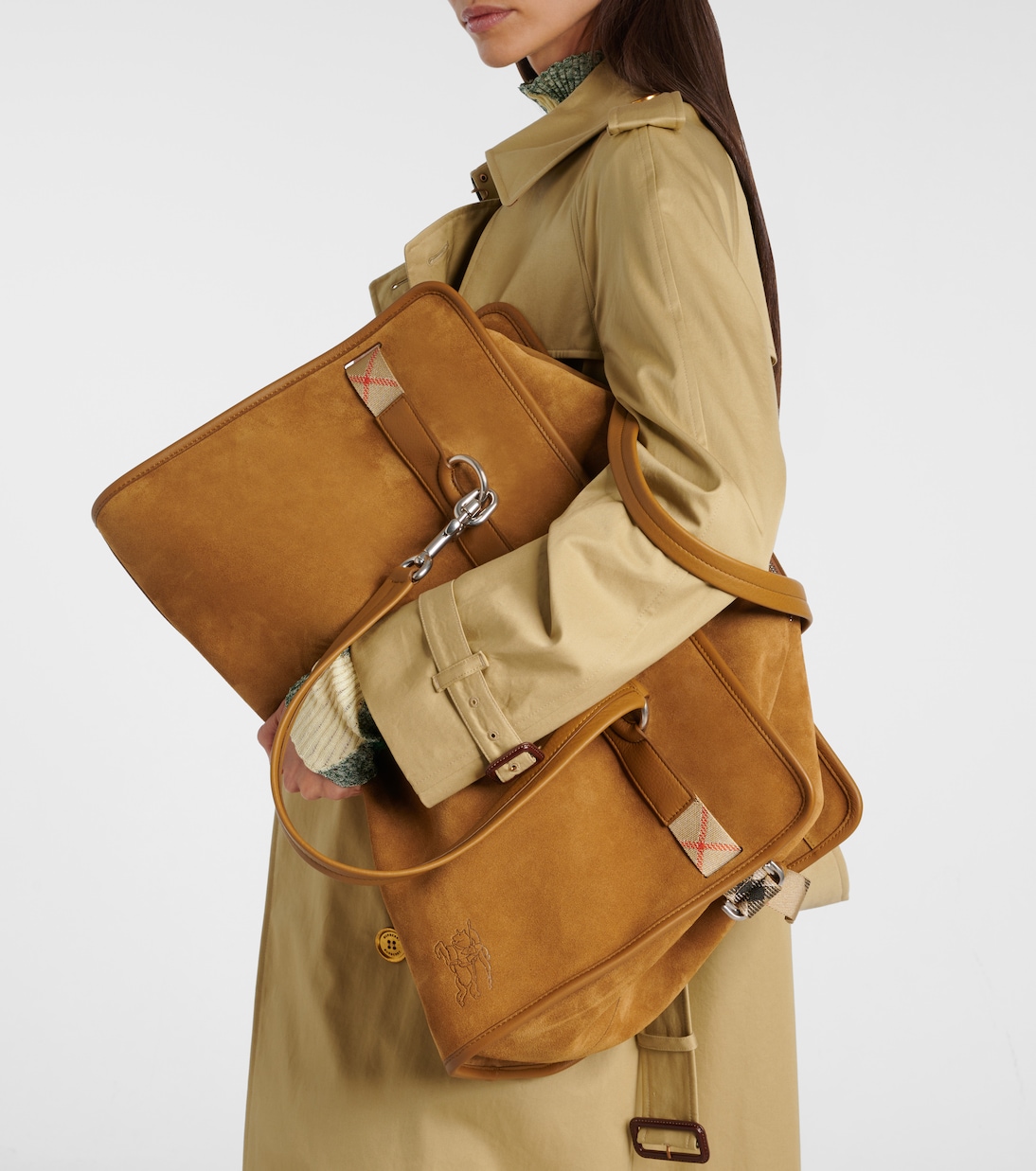 B Clip Holdall suede duffel bag | Burberry