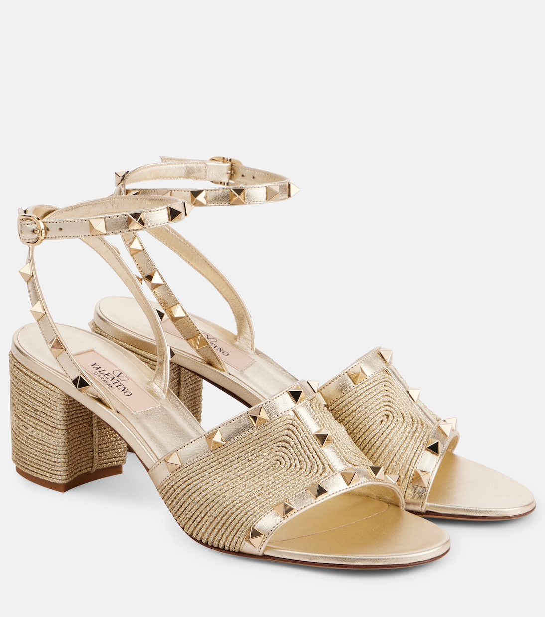 Sandalen Rockstud aus Metallic-Leder | Valentino Garavani