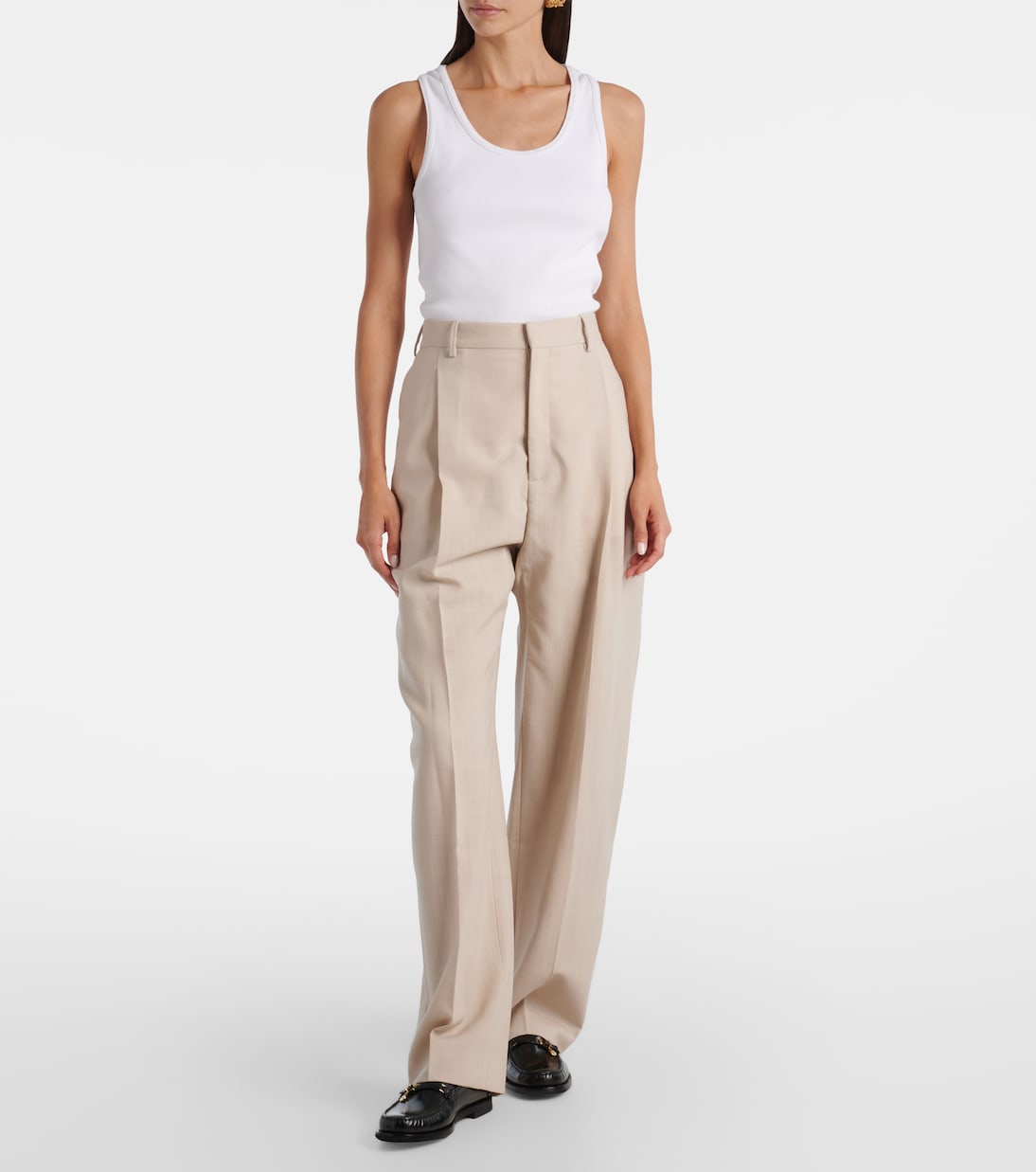 Gerade Mid-Rise-Hose aus Wolle | Wardrobe.NYC