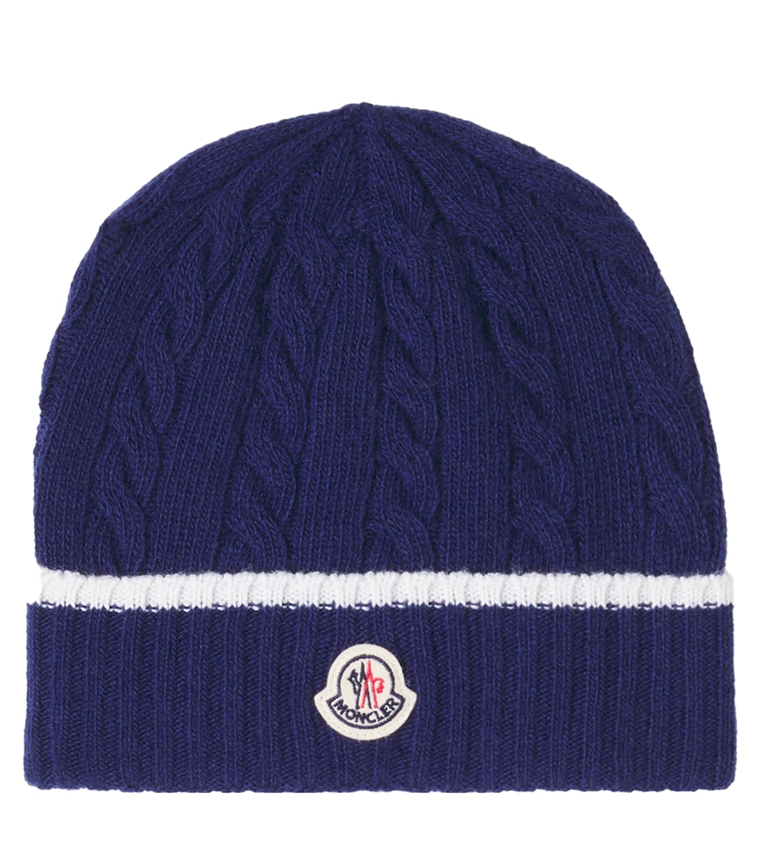 Gorro trenzado de lana virgen con logo | Moncler Enfant