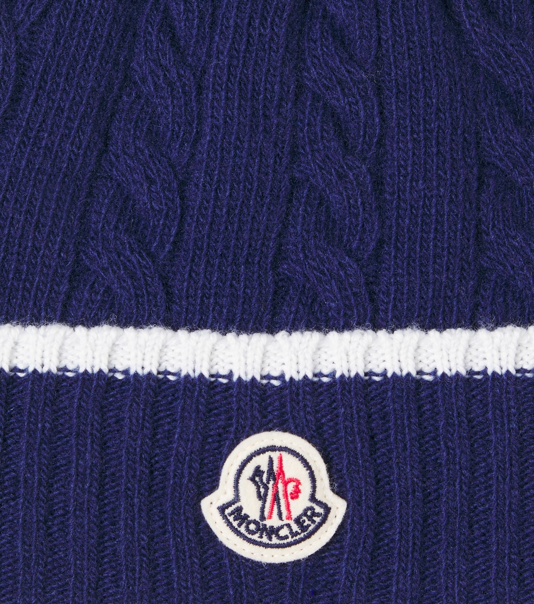 Gorro trenzado de lana virgen con logo | Moncler Enfant