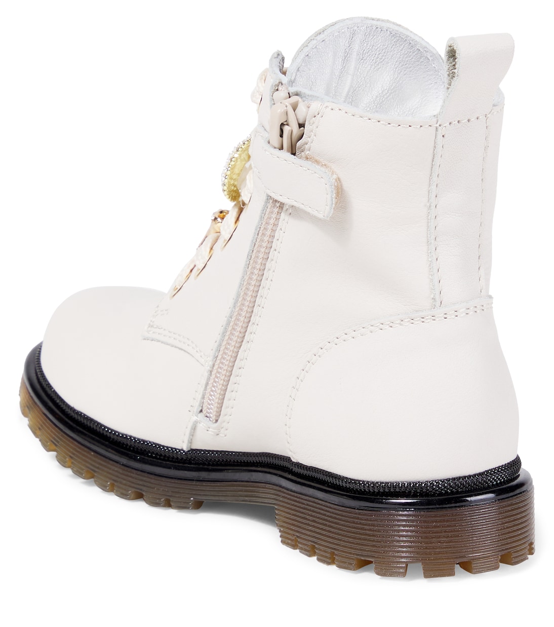 Embellished leather lace-up boots | Monnalisa