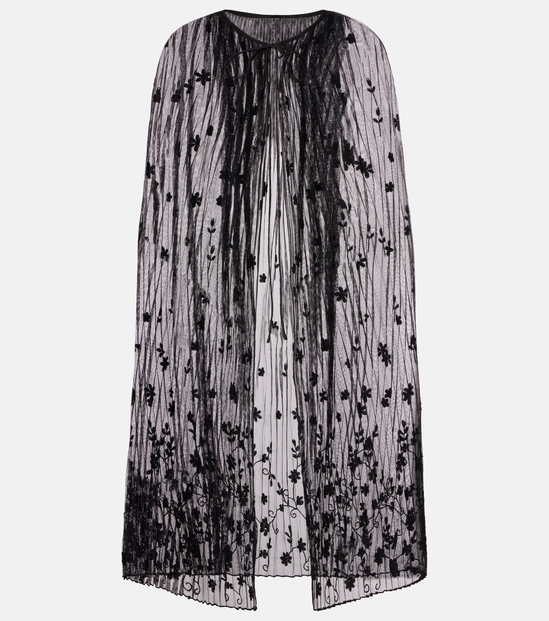Embroidered floral plissé tulle cape | Toteme