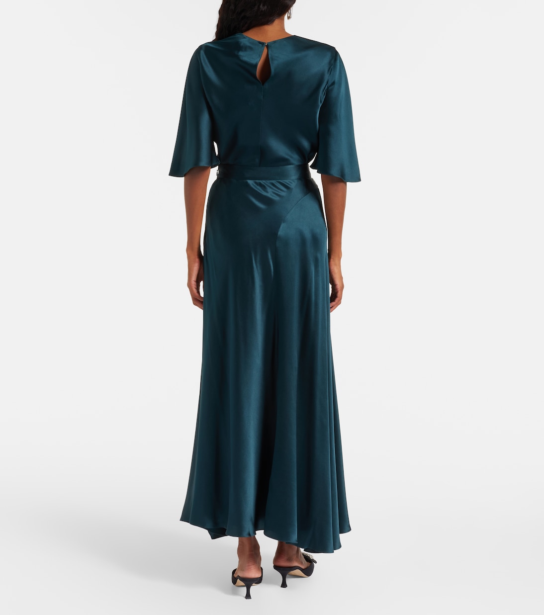 Asha asymmetric silk satin maxi skirt | Roksanda
