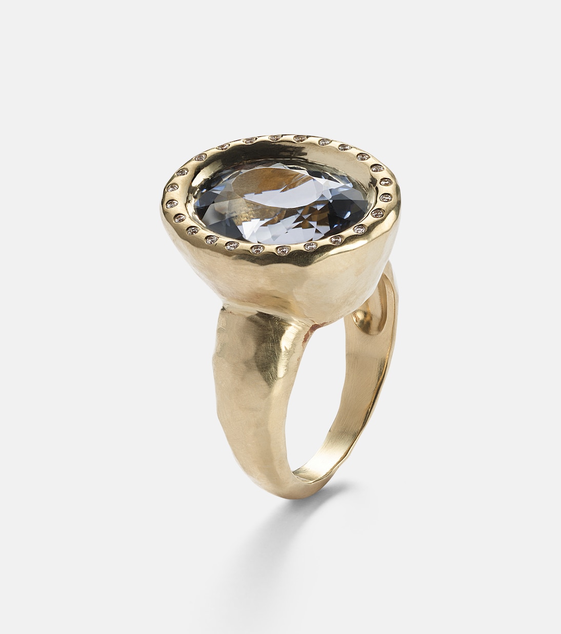 Tribute 18kt gold ring with diamonds and blue beryl | Octavia Elizabeth