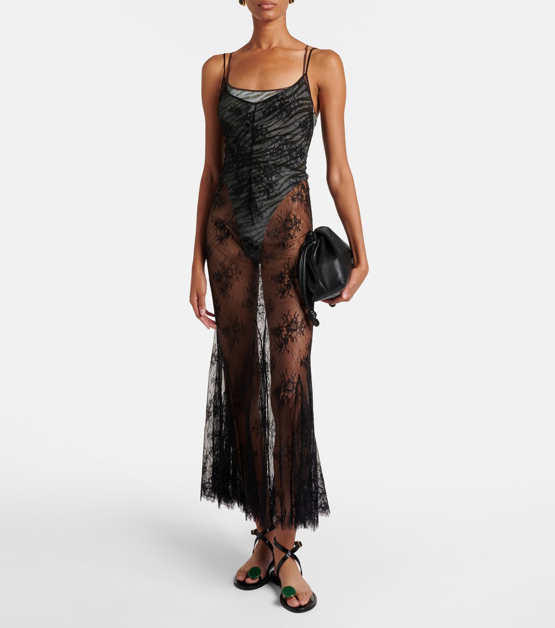 Set de body de jersey y vestido largo de encaje | Jacques Wei