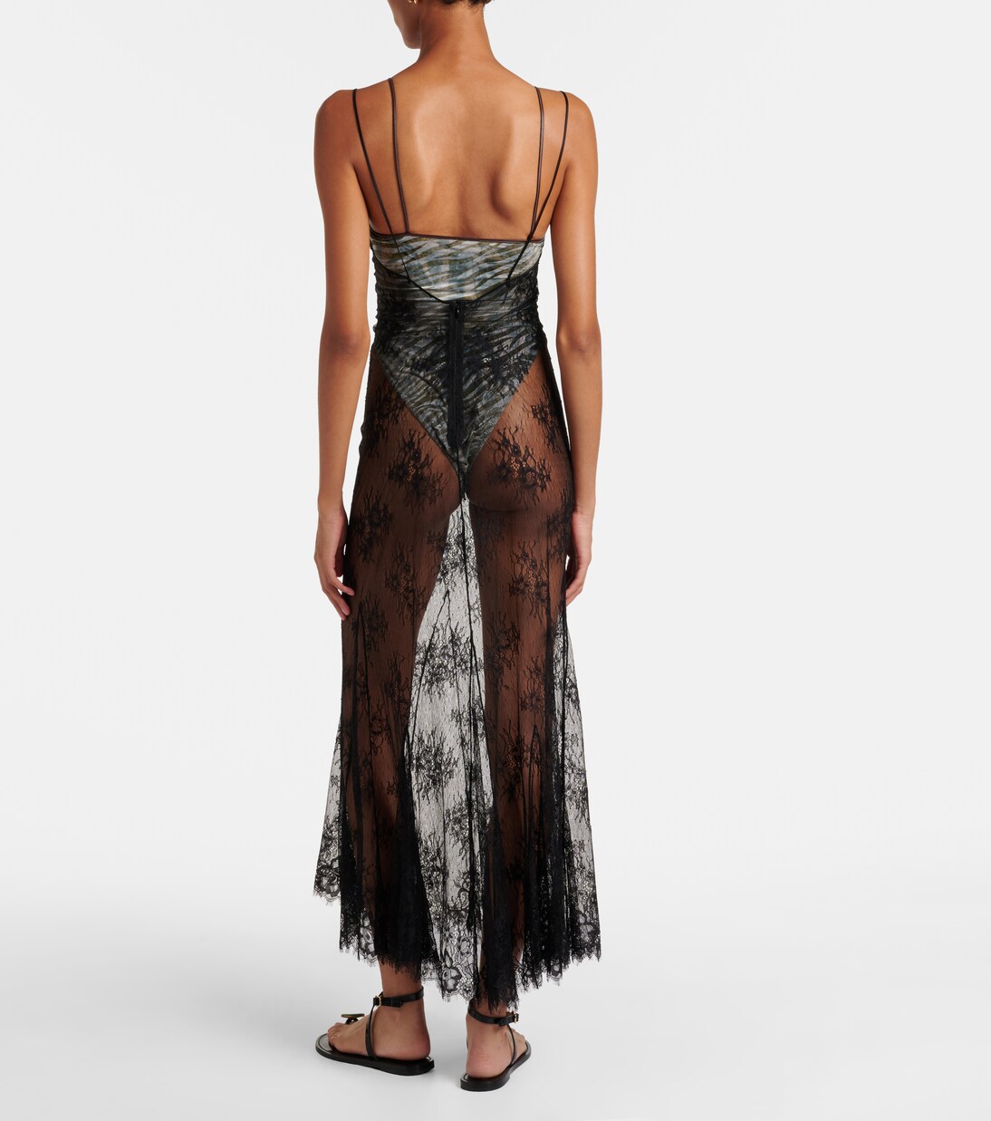 Set de body de jersey y vestido largo de encaje | Jacques Wei