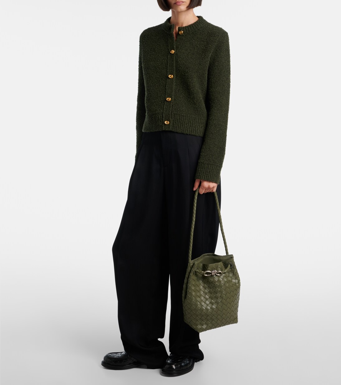 Andiamo Intrecciato Small leather bucket bag | Bottega Veneta